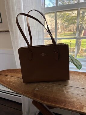 Coach Brown Leather Tote with Double Shoulder Straps